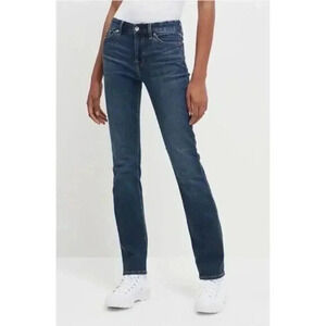 7 For All Mankind Dark Blue Mid Rise Kimmie Straight Leg Jeans 27